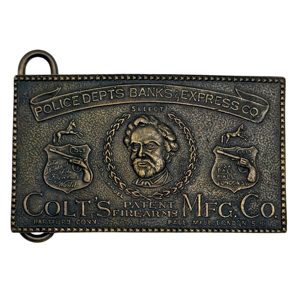 VTG Colt Firearms Belt Buckle 1970s Fantasy Tiffany Novelty Brass Western